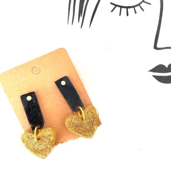 Mixed Media Heart Earrings - Picture 1 of 3